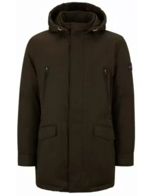 Down-filled hooded jacket with logo patch- Light Green Men's Down Jacket
