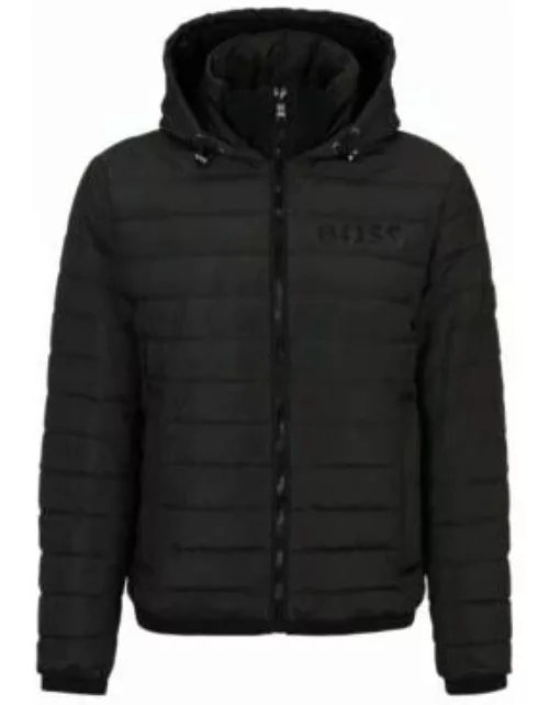 Water-repellent padded jacket with tonal logo- Black Men's Casual Jacket