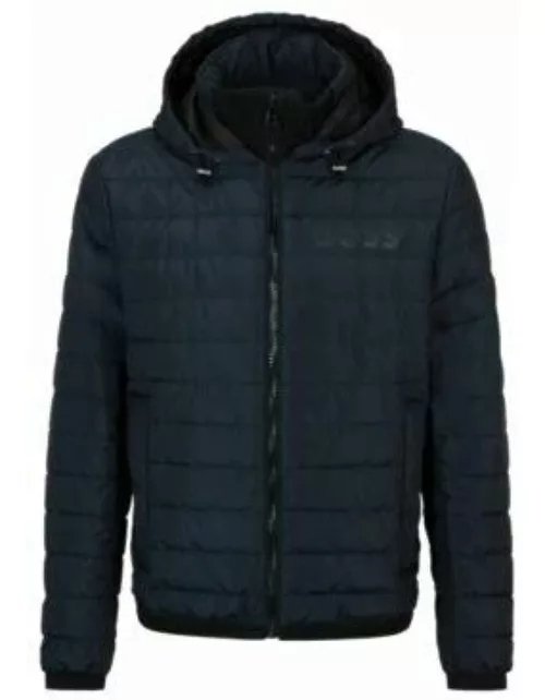Water-repellent padded jacket with tonal logo- Dark Blue Men's Casual Jacket