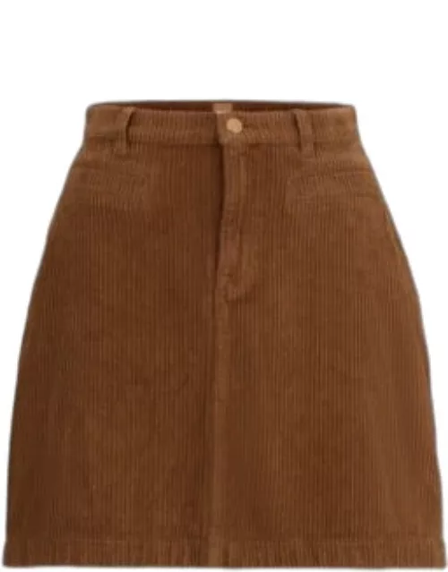 A-line skirt in stretch-cotton corduroy- Brown Women's A-Line Skirt