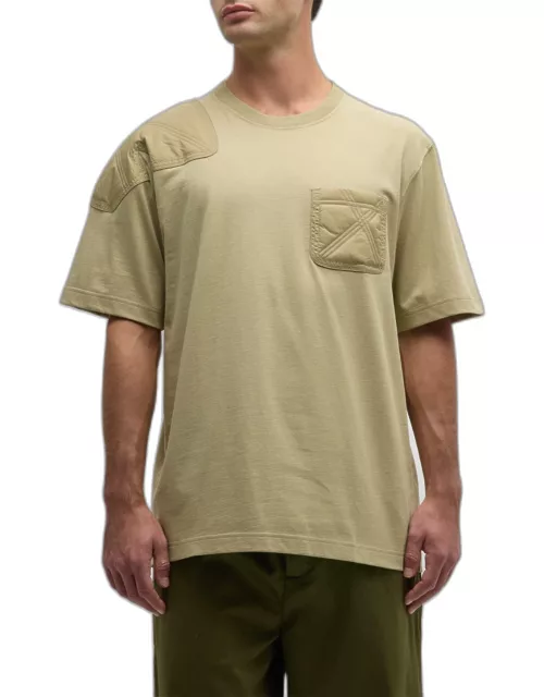 Men's T-Shirt with Tonal Check Patche