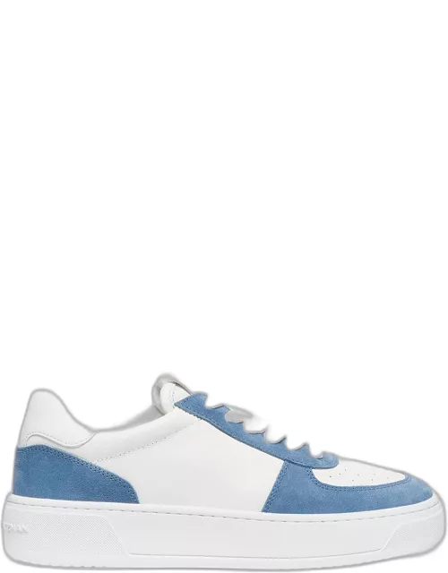 Mixed Leather Courtside Low-Top Sneaker