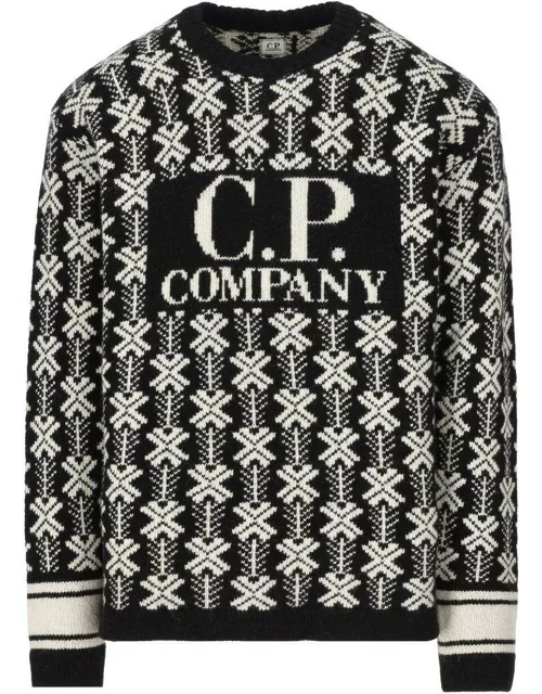 C.P. Company Logo-intarsia Knitted Crewneck Jumper