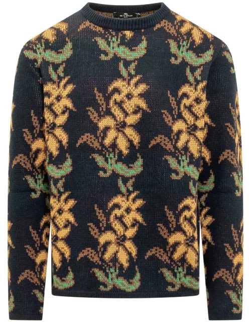 Etro Floral Intarsia Knitted Crewneck Jumper