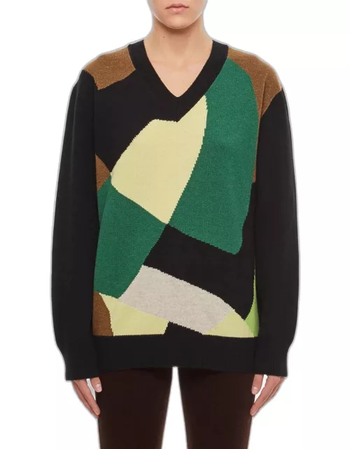 Plan C Wool Cashmere V Neck Sweater Multicolor