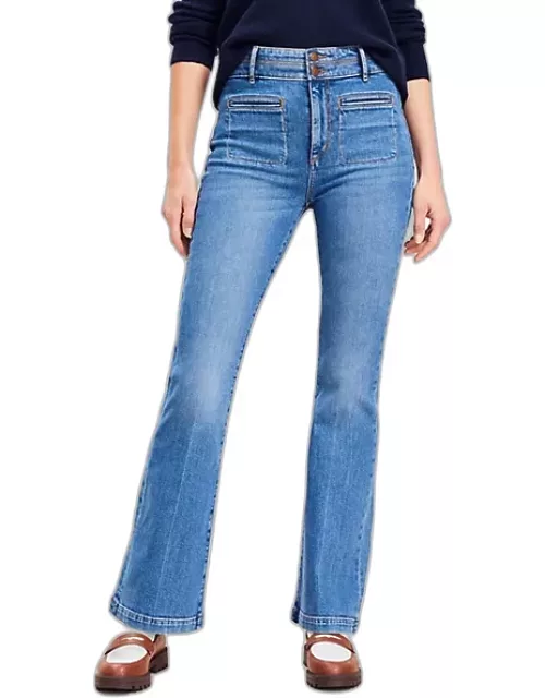 Loft High Rise Slim Flare Jeans in Vintage Mid Indigo Wash