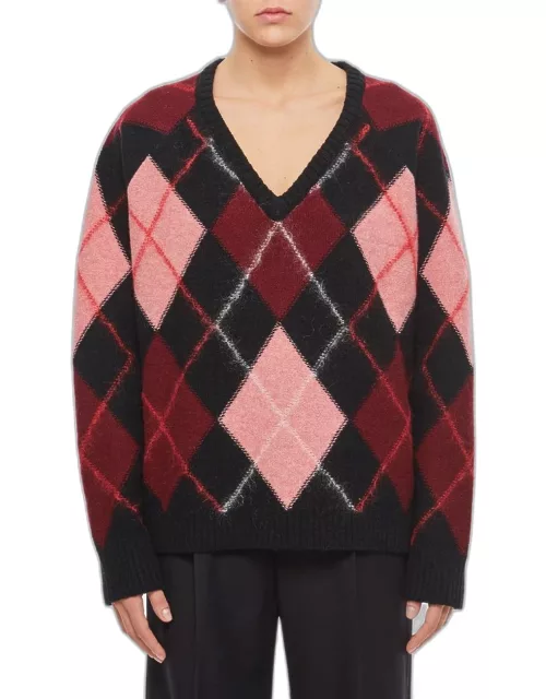 Molly Goddard Joanne V-neck Mohair Sweater Multicolor