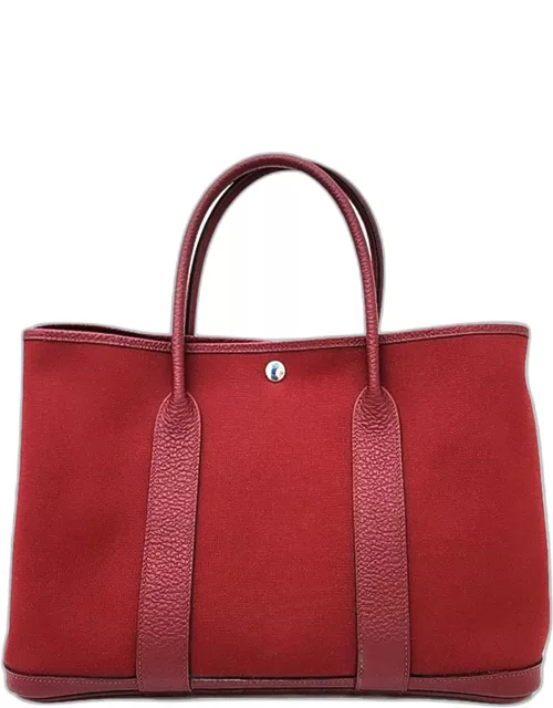 Hermes Red Negonda Leather 36 Garden Party Tote Bag