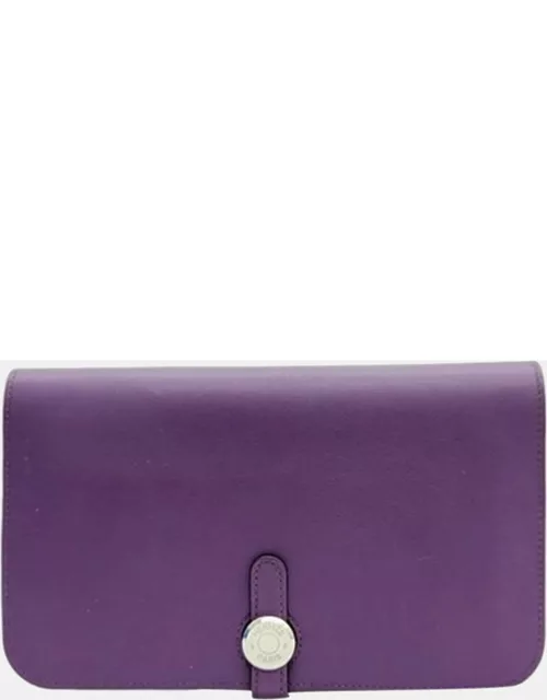 Hermes Purple Leather Dogon Wallet