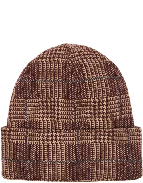 Inverni Checked Wool and Cashmere-blend Beanie - Burgundy