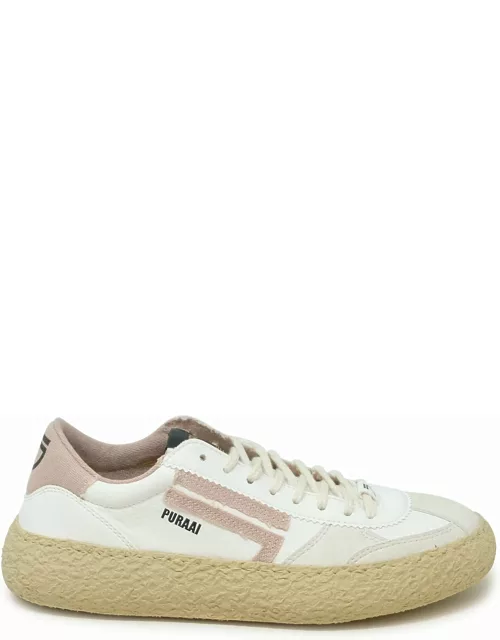 Puraai 1.01 Classic White And Pink Vegan Leather Sneaker
