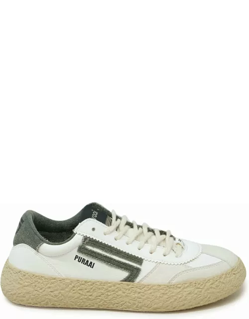 Puraai 1.01 Classic White And Green Vegan Leather Sneaker