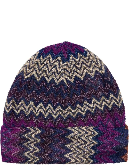 Missoni Zigzag Metallic-knit Beanie - Purple