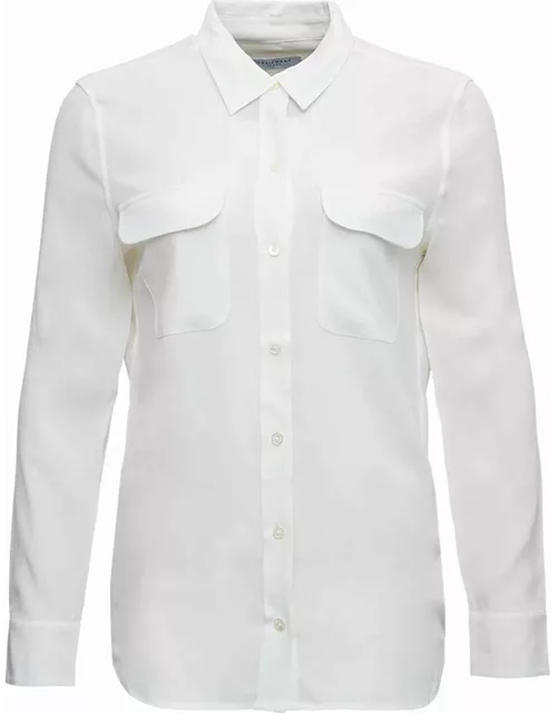 Equipment White Silk Shirt With Pocket