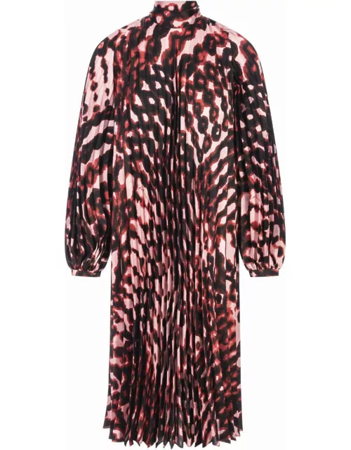 Gianluca Capannolo Pink Printed Pleated Midi Dres