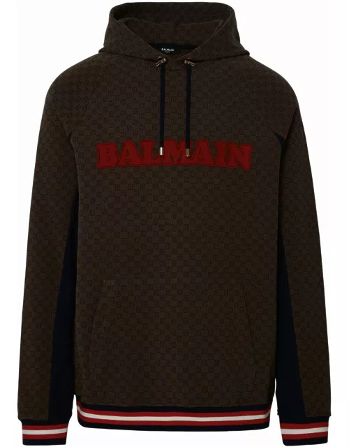 Balmain Brown Cotton Blend Sweatshirt