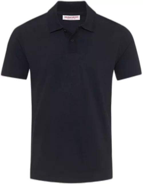 Jarrett Knitted - Classic Fit Knitted Rib Cotton-Modal Polo Shirt In Night Iris Blue