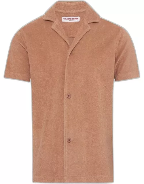 Howell Towelling - Caramel Pink Relaxed Fit Capri Collar Towelling Shirt