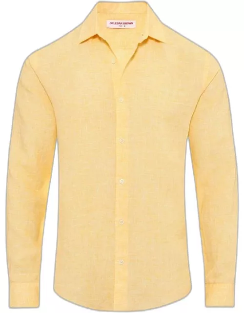Giles Linen - Toucan/White Tailored Fit Classic Collar Linen Shirt