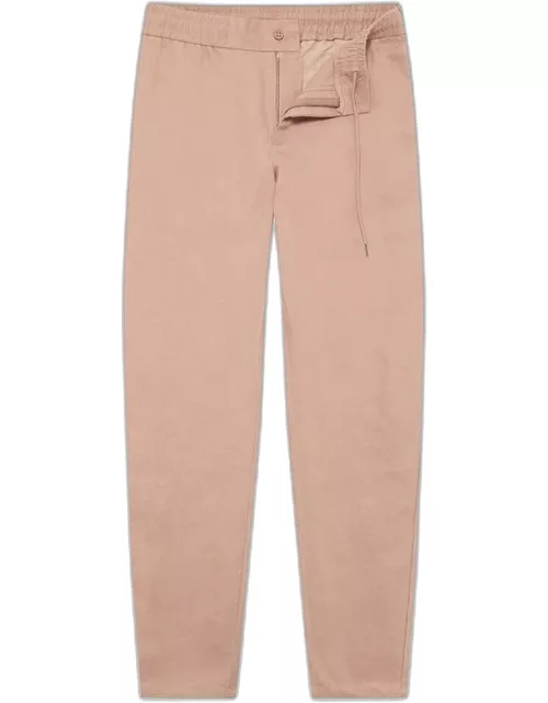 Cornell Linen - Caramel Pink Tailored Fit Washed Linen Trouser