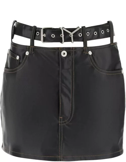 Y PROJECT y belt faux leather mini skirt