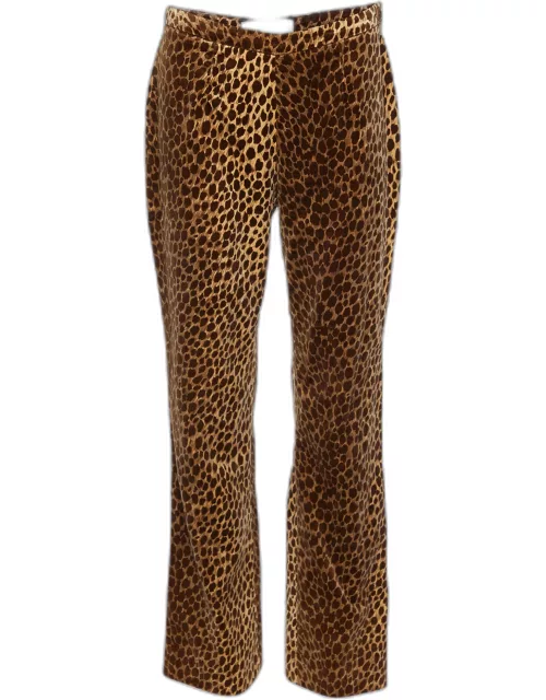 Dolce & Gabbana Brown Animal Printed Velvet Pants