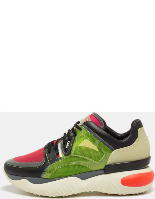 Fendi Multicolor Mesh and Leather Low Top Sneaker