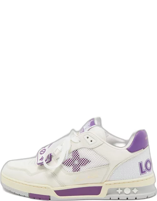 Louis Vuitton White/Purple Leather and Mesh LV Trainer Sneaker