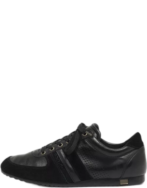 Dolce & Gabbana Black Suede and Leather Low Top Sneaker