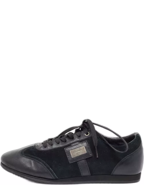 Dolce & Gabbana Black Suede and Leather Low Top Sneaker