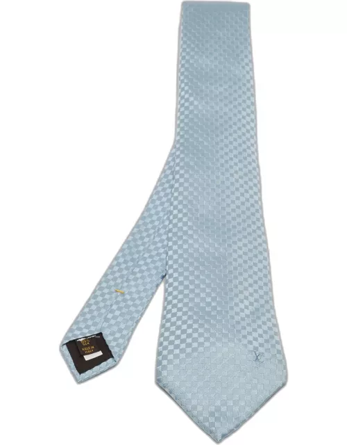 Louis Vuitton Light Blue Damier Checkerboard Pattern Silk Tie