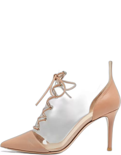 Gianvito Rossi Beige PVC and Leather Helmut Ankle Boot