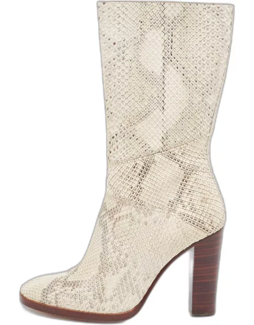 Chloé Two Tone Python Leather Adelie Mid Calf Boot