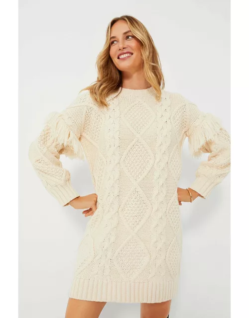 Cream Francesca Fringe Sweater Dres