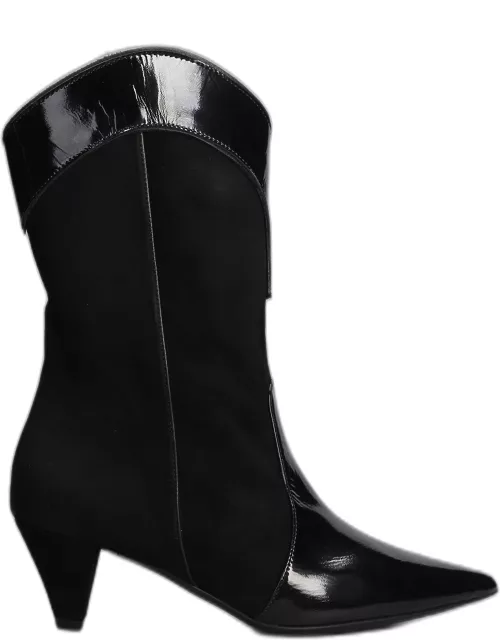 Marc Ellis Texan Ankle Boots In Black Suede