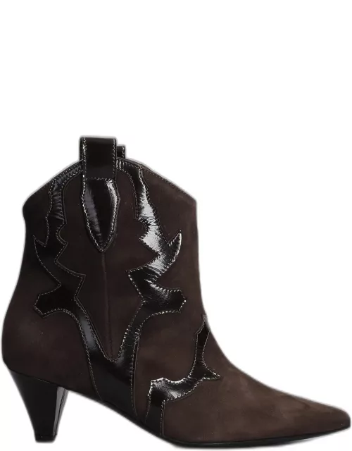 Marc Ellis Texan Ankle Boots In Brown Suede