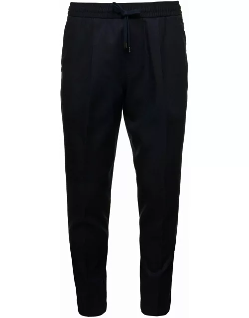 Jacob Cohen Blue Pants With Drawstring And Logo Patch In Wool Man