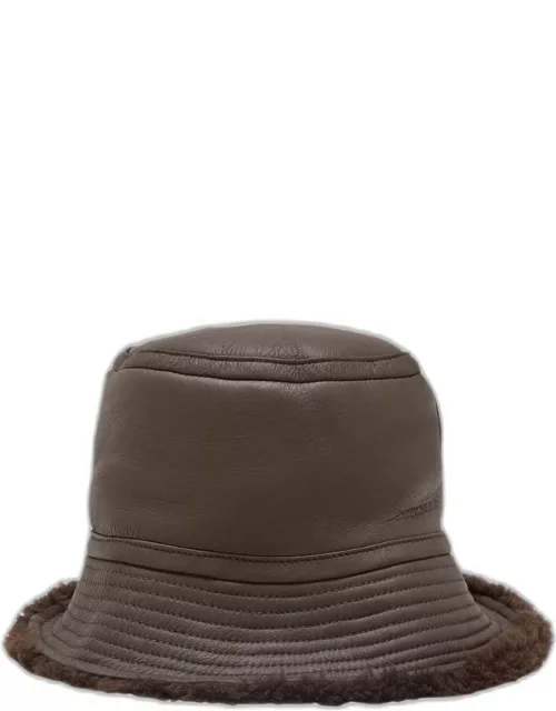 Teddy Merino Wool & Leather Bucket Hat