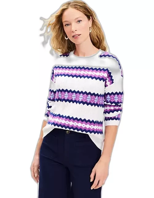 Loft Fair Isle Stripe Textured Sweater