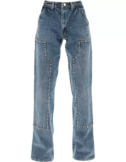 DES PHEMMES Straight cut jeans with rhinestone