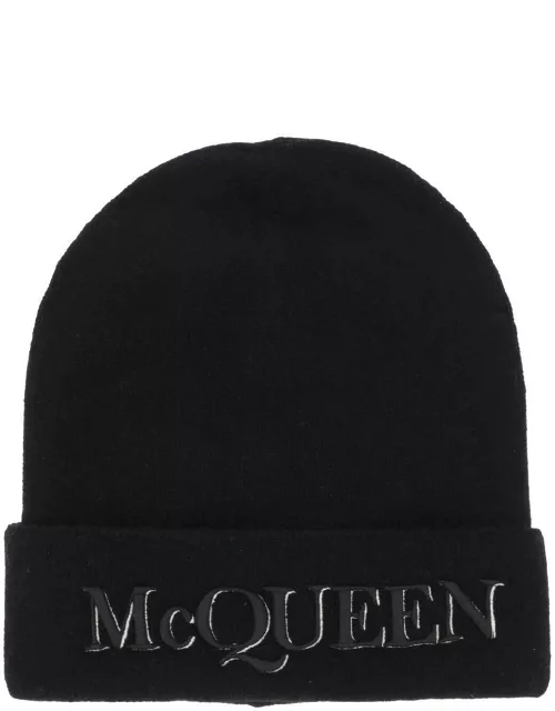 ALEXANDER MCQUEEN cashmere beanie with logo embroidery