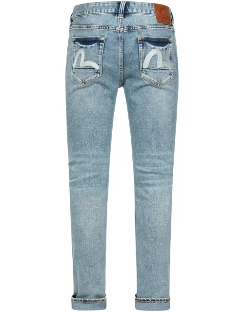 Seagull Embroidery Distressed Flex Skinny Denim Jeans #2028