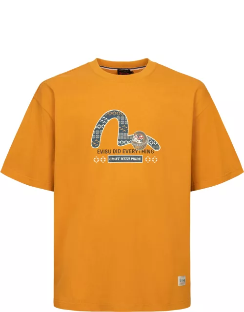 Fair Isle Pattern Seagull Print Loose Fit T-shirt