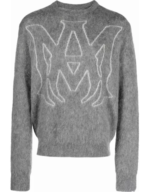 Grey sweater with jacquard effect