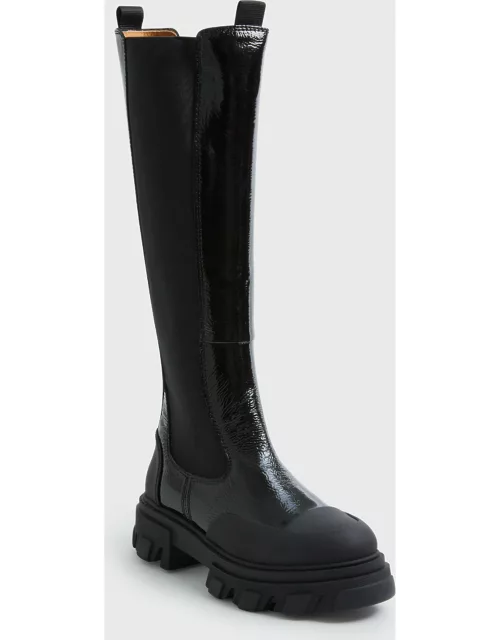 Black Cleated High Chelsea Boot