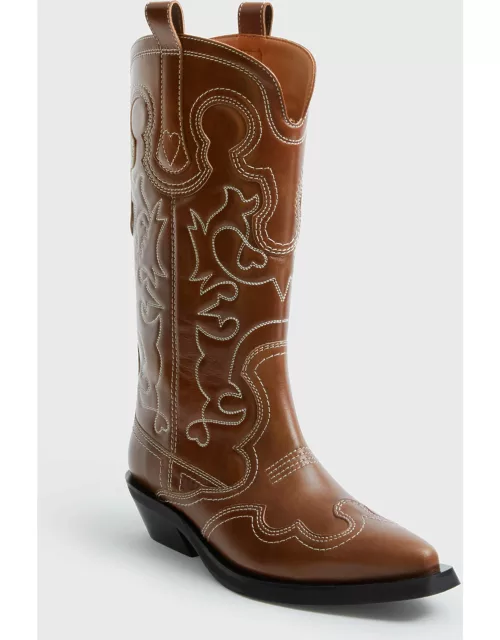 Tiger's Eye Mid Shaft Embroidered Western Boot