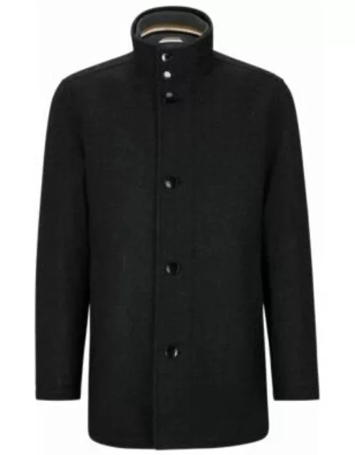 Wool-blend coat with zip-up padded inner- Dark Grey Men's Formal Coat