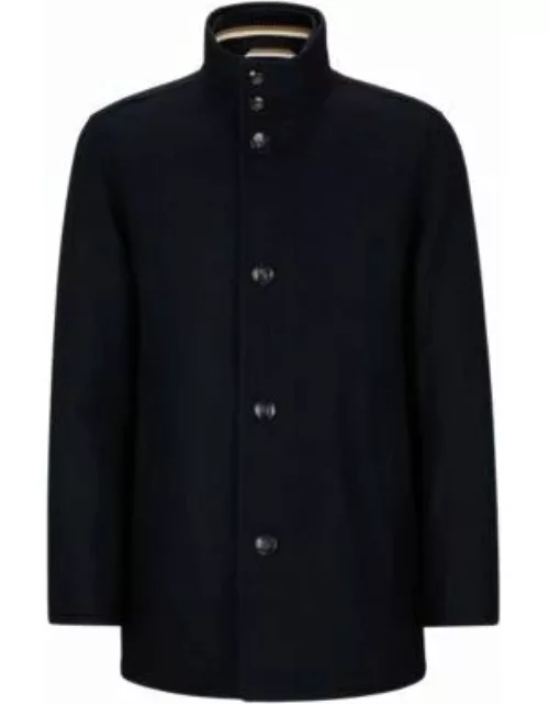 Wool-blend coat with zip-up padded inner- Dark Blue Men's Formal Coat