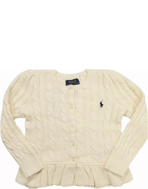Polo Ralph Lauren Plaited Cotton Peplum Cardigan