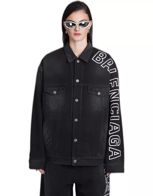 Balenciaga Denim Jackets In Black Cotton